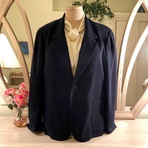 Jaeger Dark Navy Wool One Button Blazer sz 18